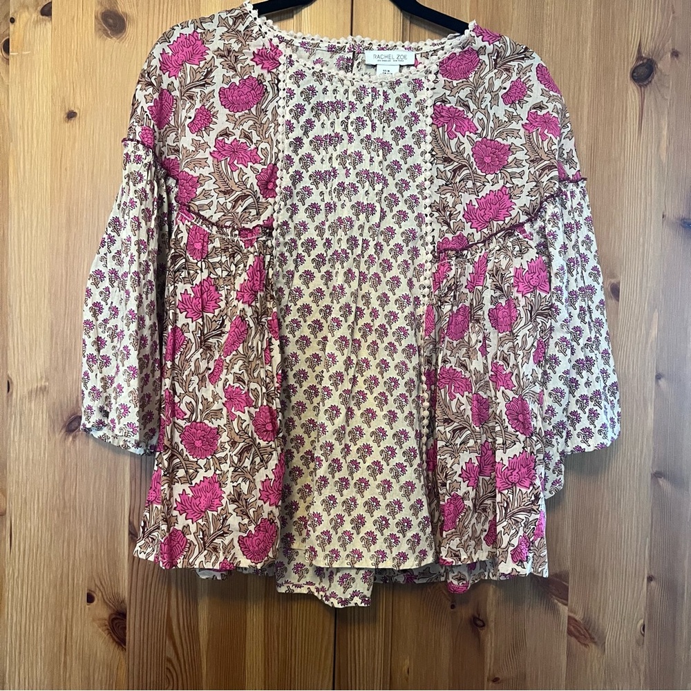 Rachel Zoe Black and White Boxy 3/4 Sleeve Blouse